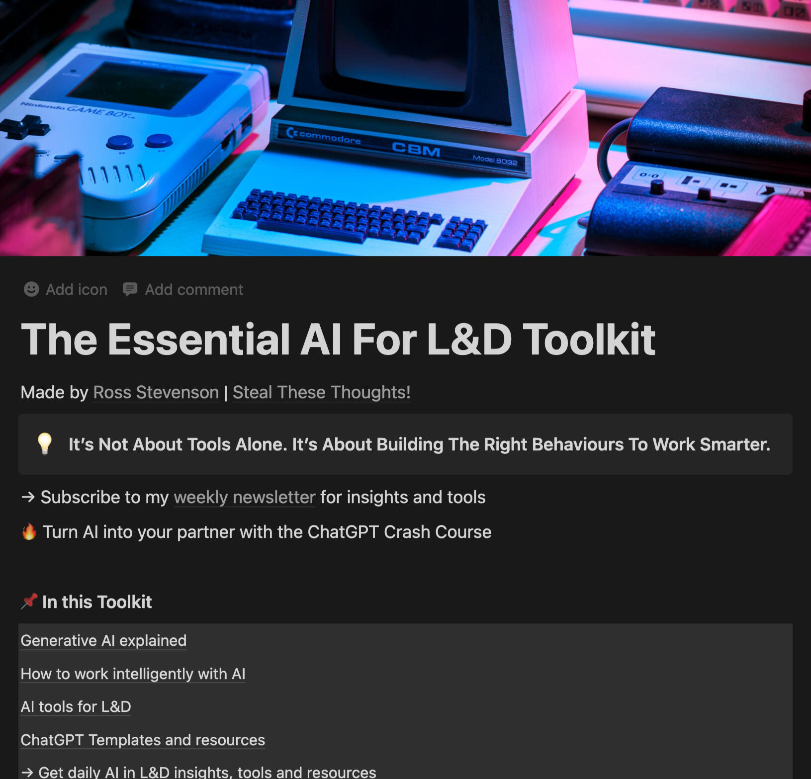 Image of a free AI toolkit for L&D teams in the AI For L&D Crash Course